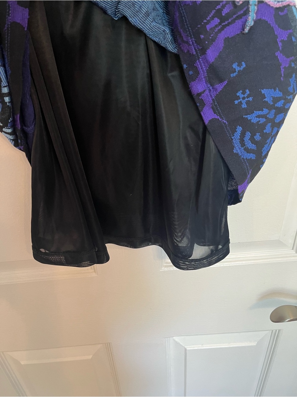 Desigual Blue Patterned Dress with Red Band and Embroidered Detailing - Picture 9 of 11